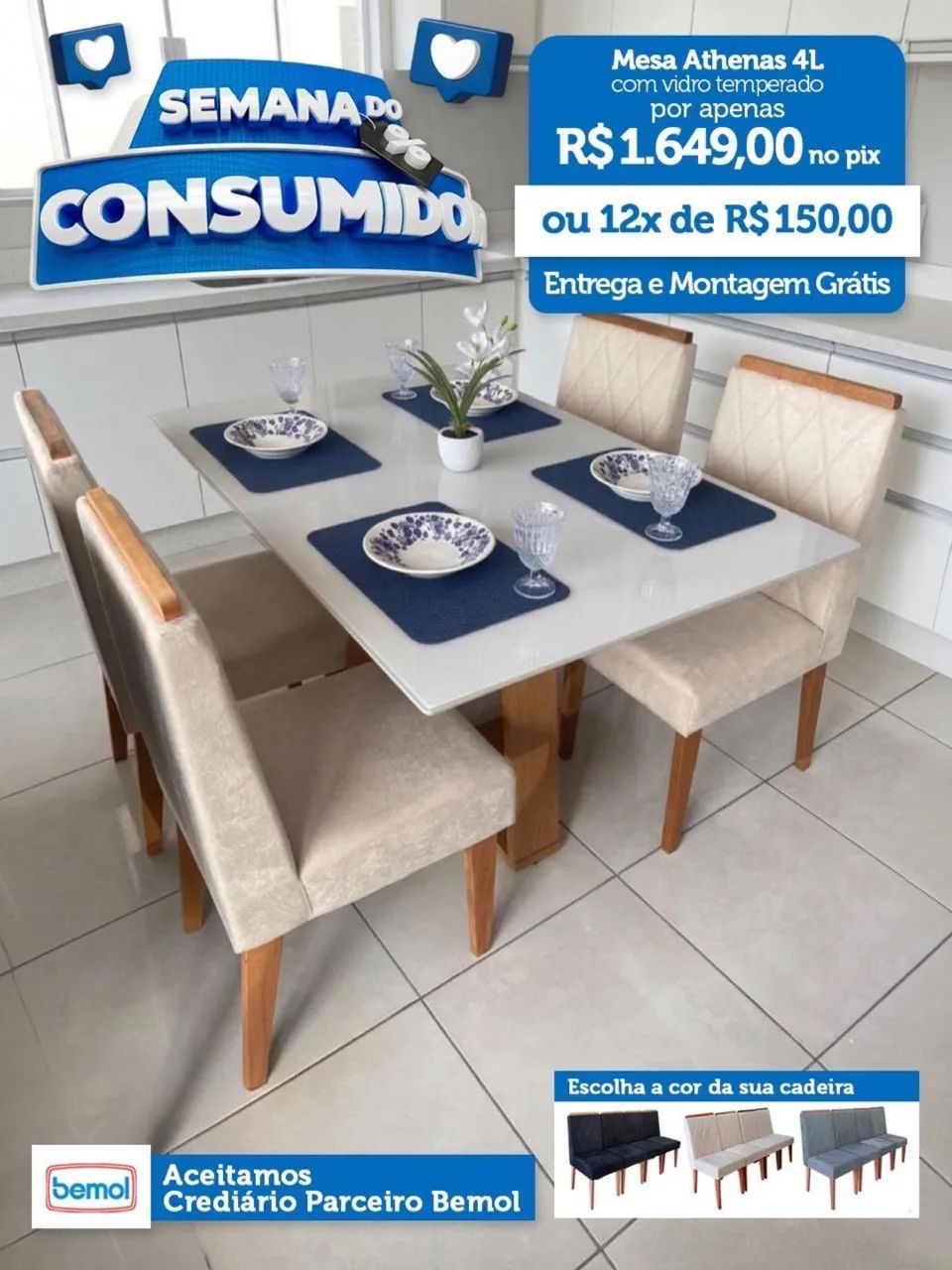 Mesa 4 lugares R$1649,00