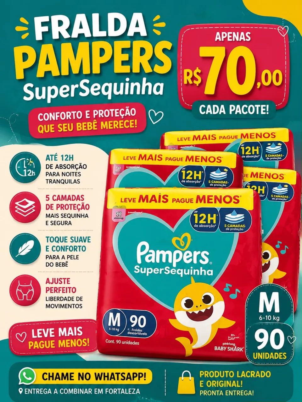 Fraldas Pampers M