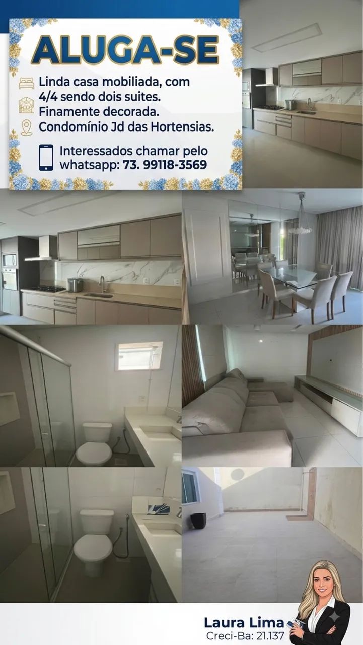 ALUGO CASA COND JD DAS HORTENCIAS 4/4