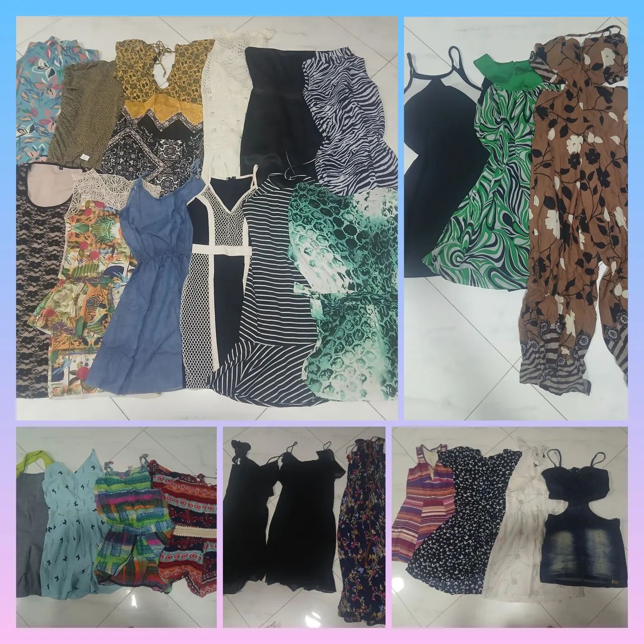 Lote com 26 vestidos e macaquinhos 