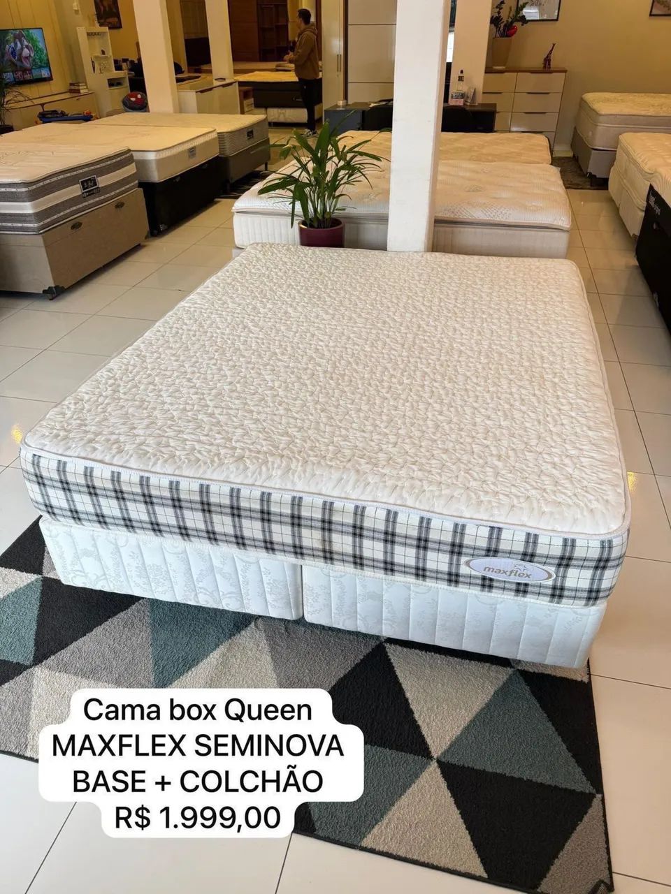 Cama box Queen Size MAXFLEX SEMINOVA TOP - ENTREGAMOS 