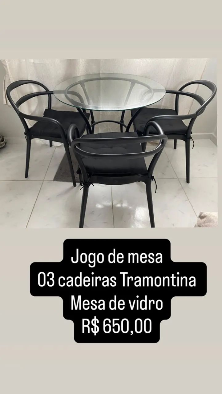 Jogo de mesa 03 cadeiras 