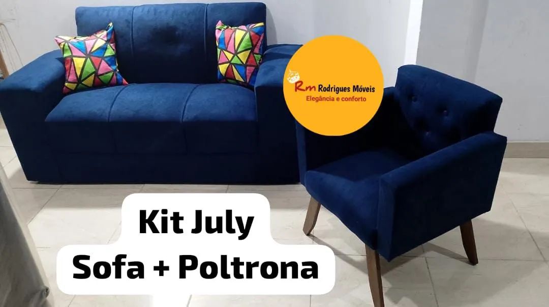 Kit Sala Sofá 3 Lugares + Poltrona + 2 Almofadas de brinde - Foto 2