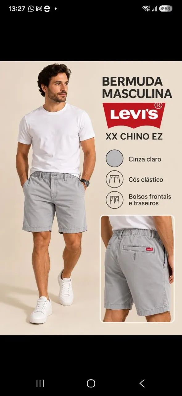 Bermuda levi's masculina 