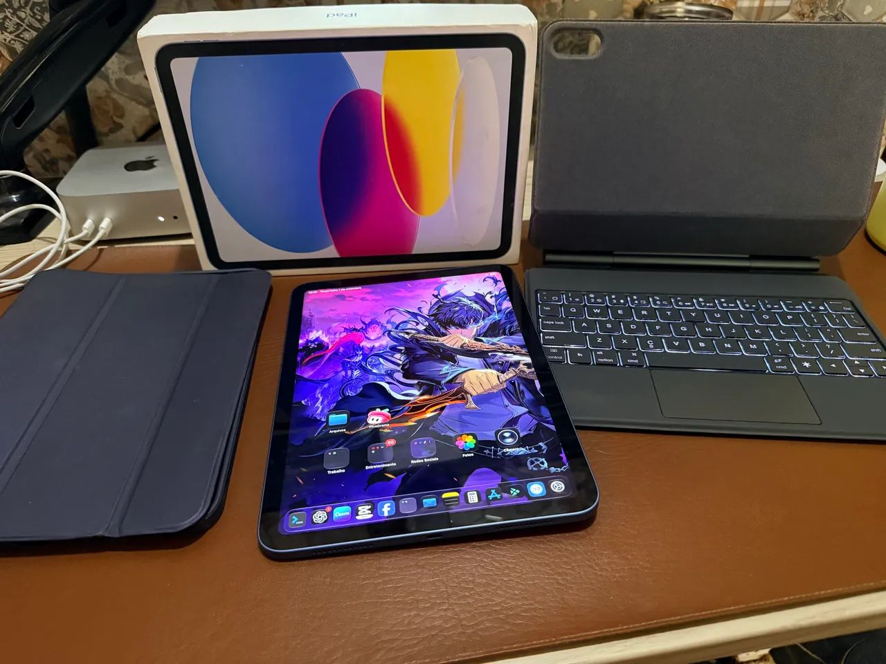 iPad 10 64gb azul, com capa e capa teclado 