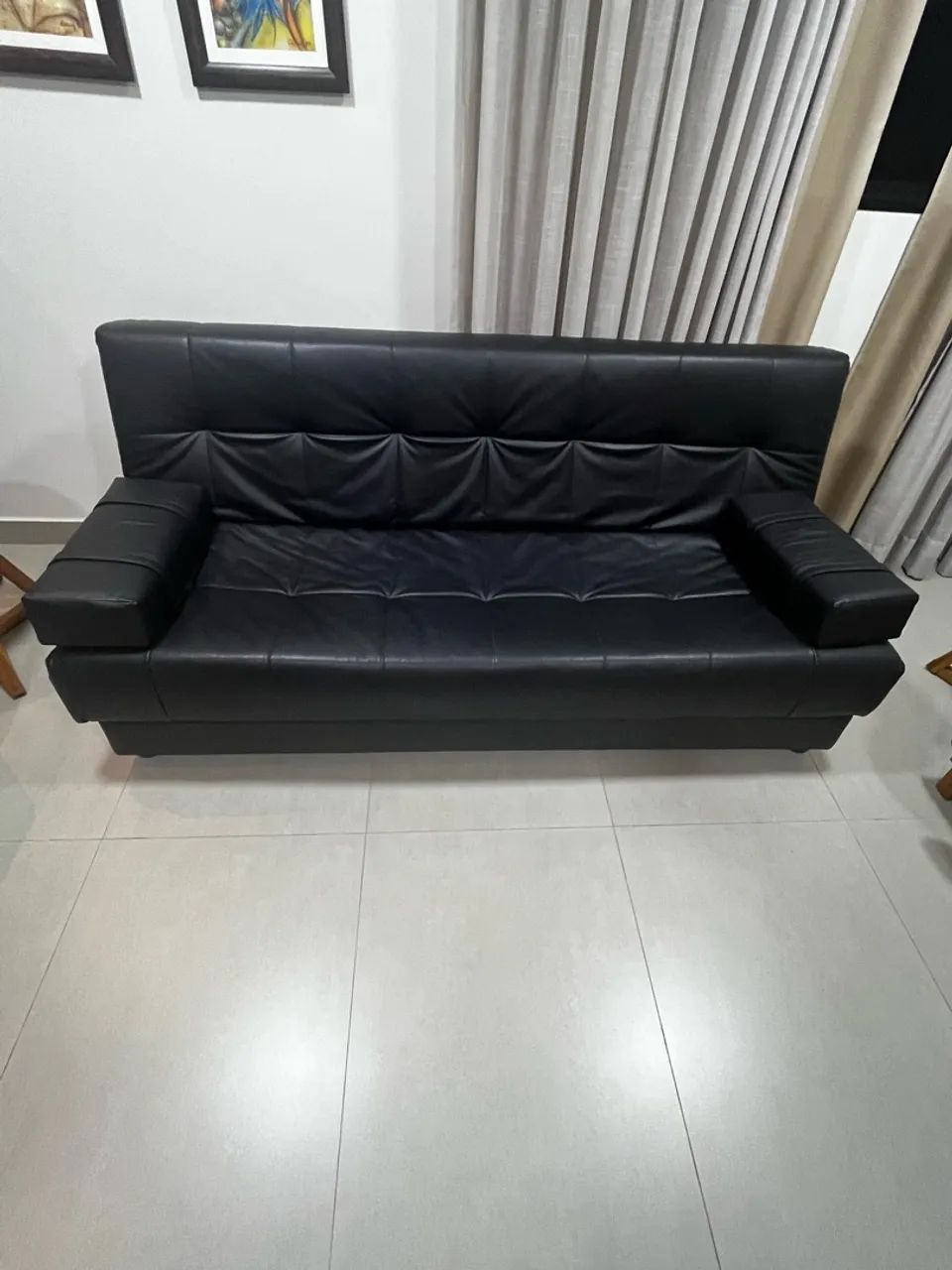 Sofá Cama Retrátil 3 lugares Couro Legítimo  - Foto 4