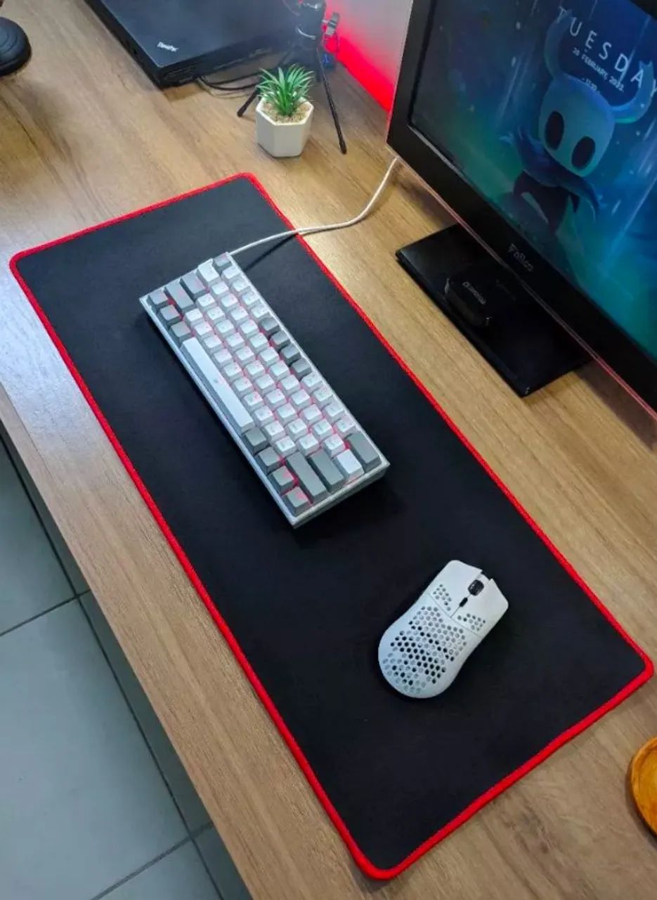 Mousepad 70x30cm Borda Vermelha - Foto 2