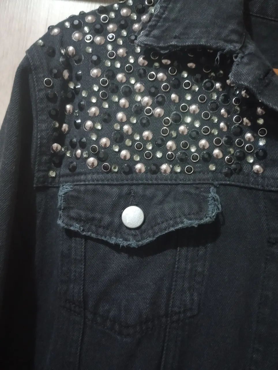 Jaqueta jeans preta over - Foto 3