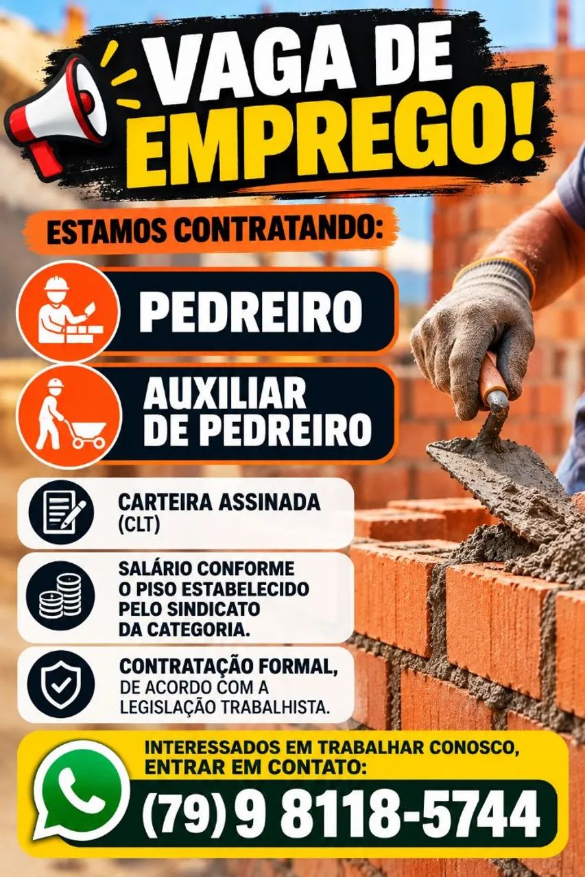Vaga para pedreiro.