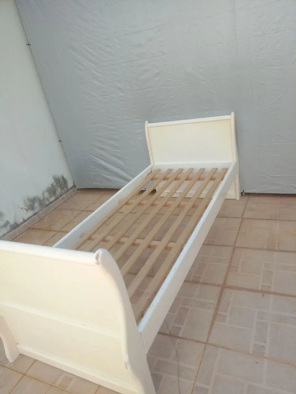 Cama Solteiro Antiga Madeira Estrutura Forte