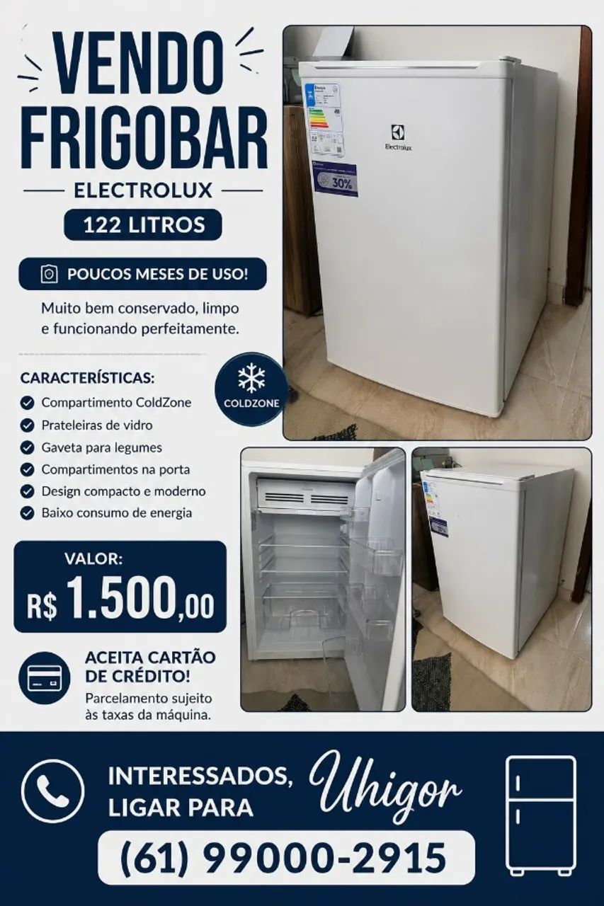 FRIGOBAR ELECTROLUX 122 LITROS