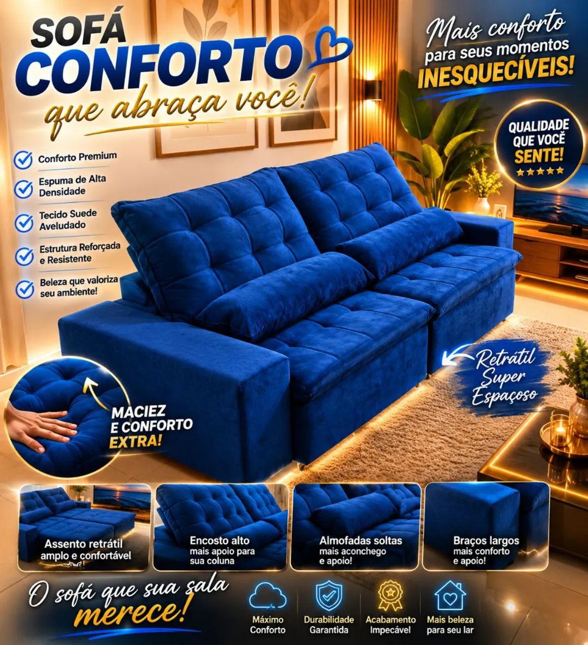 Sofá retrátil comfort Premium entrega grátis 