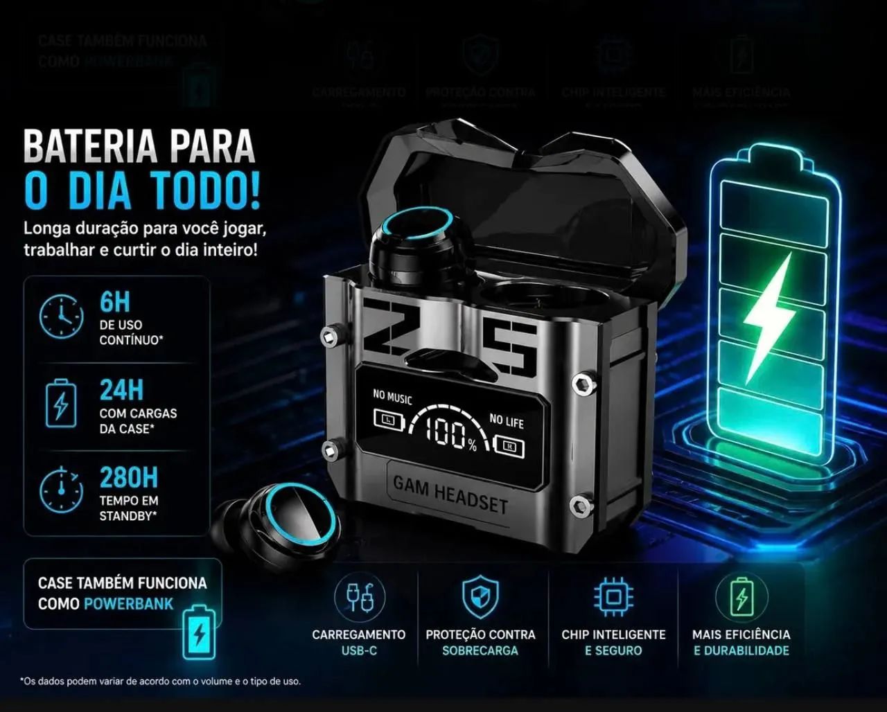 Fone bluetooth dois em 1 com longa duração de bateria ? - Foto 4