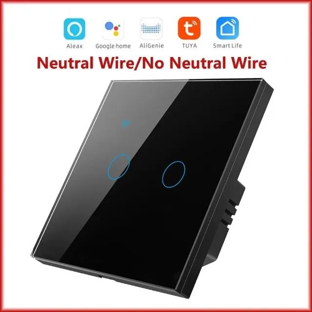 Interruptor Inteligente 2 Canais de Toque Sem Fio Neutro Alexa Google Home Smart COD-AM592 - Foto 3