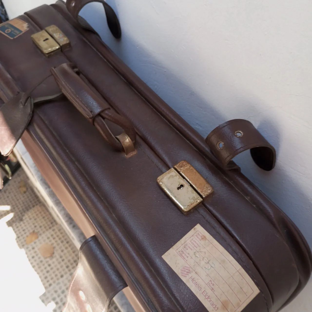 Mala de Viagem em Couro Primícia Anos 70 62x45  - Foto 3