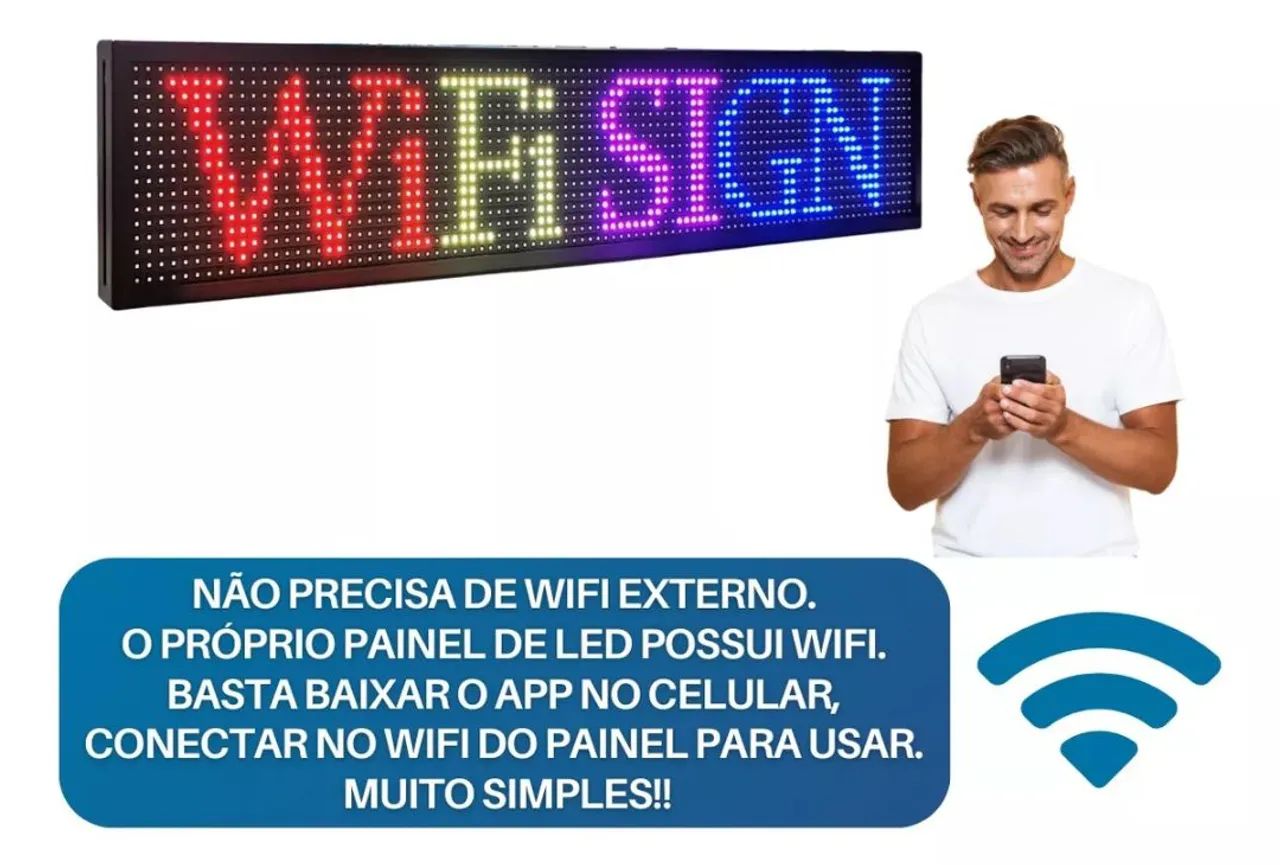 Painel 100x20 wi-fi RGB (Honestidade e Qualidade Distribuidora JK Eletrônicos) - Foto 5