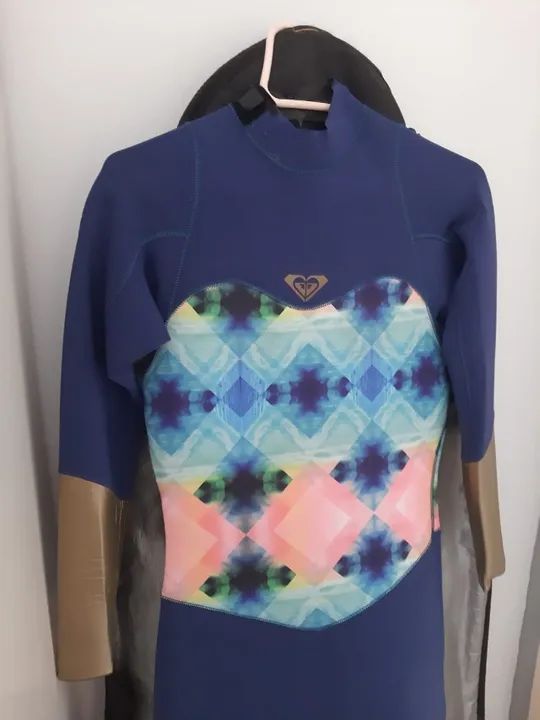 Long John / Traje de Mergulho - Feminino Roxy Popsurf 3/2mm - Estampado Com Zíper Traseiro