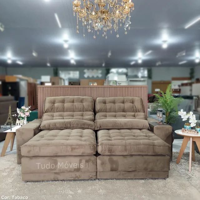 INSTA @TUDO_MOVEIS / SOFÁ 2.50M RETRÁTIL E RECLINAVEL COM MOLAS E PILLOW (entrega gratis) 