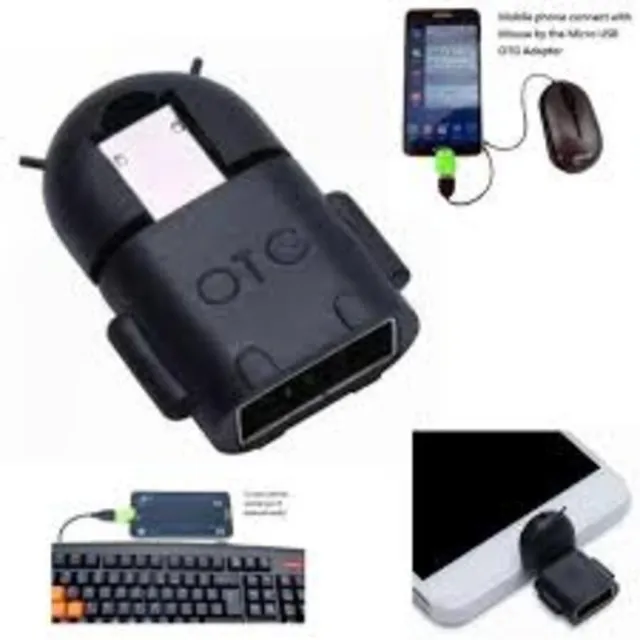 Adaptador Preto Otg V8 Para USB Android Robô Para Celular e Tablet