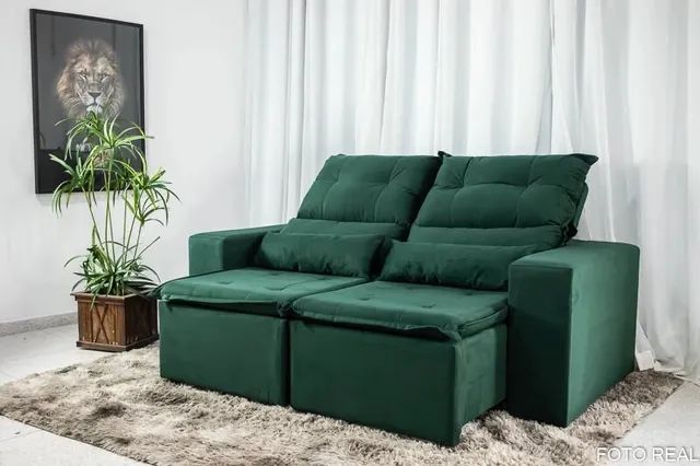 Sofá Retrátil e Reclinável Carolina 1.90m Verde rf33