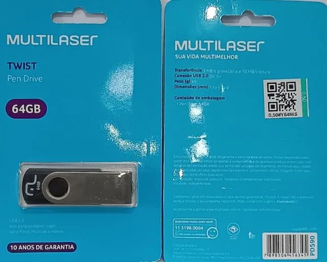 Pen Drive  64Gb - Multilaser  Usb 2.0 !! Original   - Foto 2