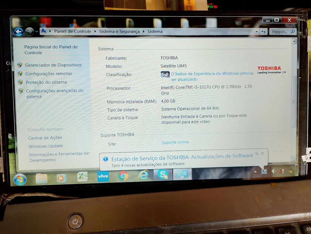 Placa mãe Toshiba U845 processador i5