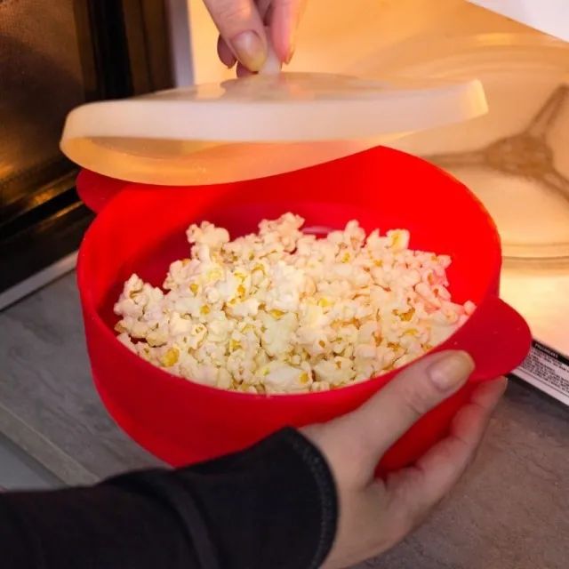 Balde Pipoca Pipoqueira Silicone Para Micro-ondas - Foto 2