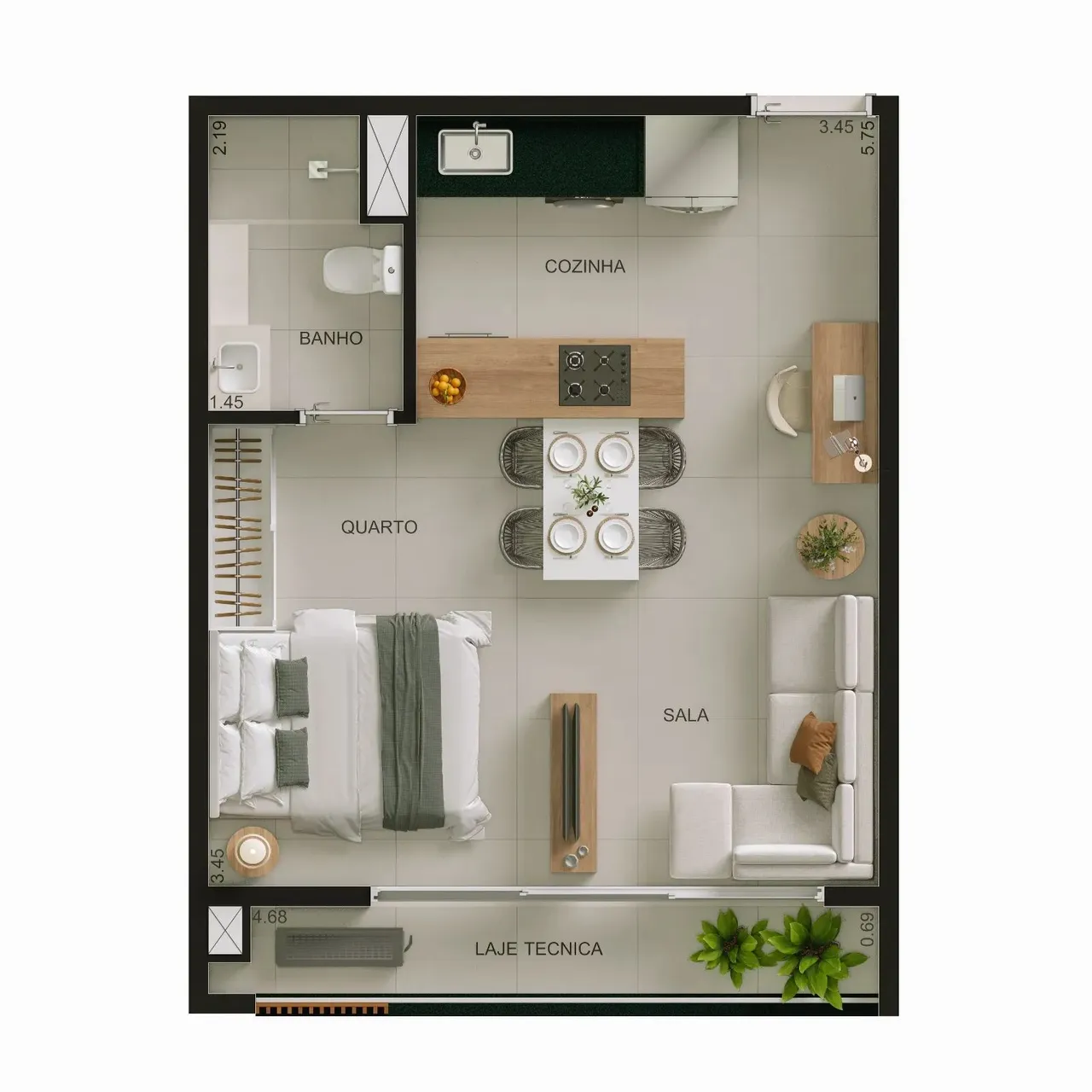 Studio 37 m², nascente, com vaga de garagem e escaninho no Setor Bueno, Goiânia - GO.