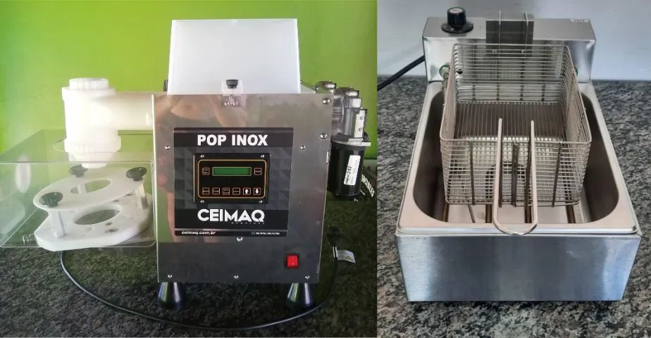 Máquina Modeladora de Salgados e Doces e Fritadeira elétrica