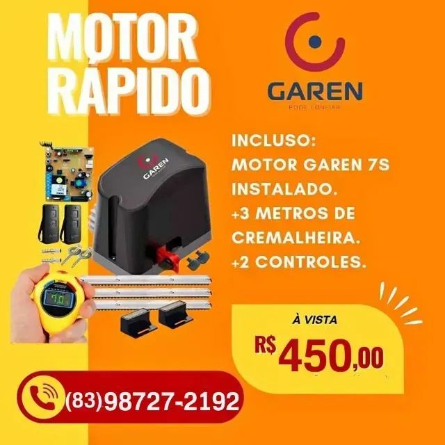 Motor para portão Garen Rápido 7seg para Portão já Instalado!