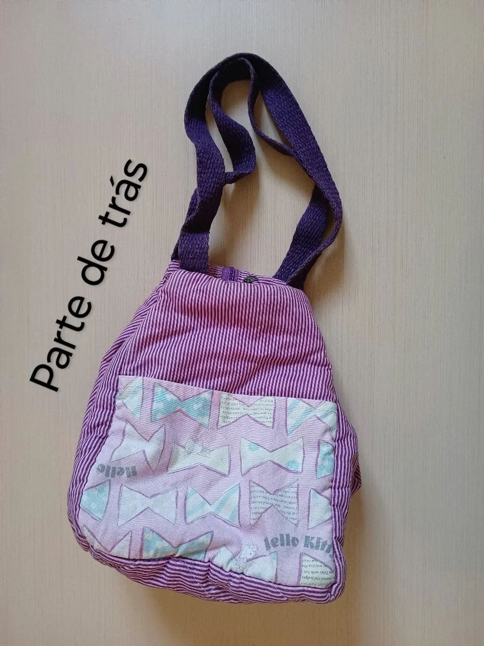 Bolsa Hello Kitty e Acessórios Kuromi - Lilás com Estampa de Laços - Foto 3