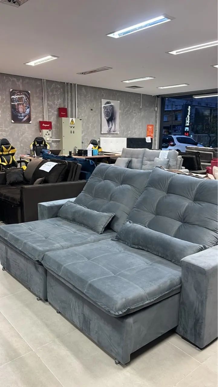SOFA RETRATIL RECLINÁVEL CORES TECIDO SUEDE  - Foto 5