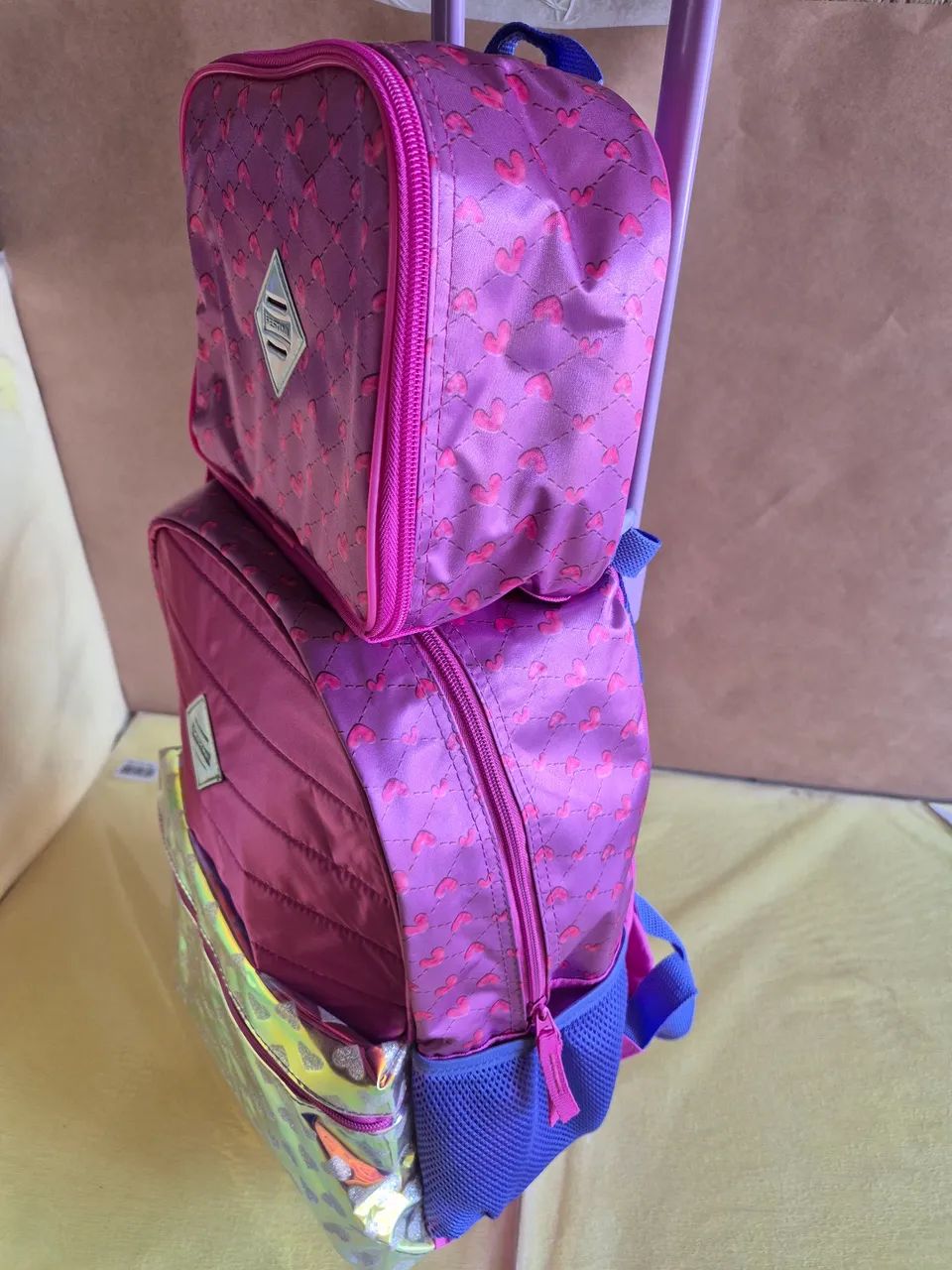 Mochila de Rodinhas Infantil Sestini - Rosa - Foto 5