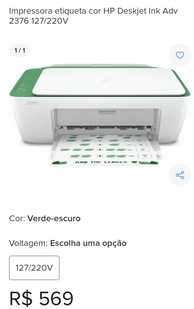 Impressora HP Deskjet Ink Advantage 2376 127/220V