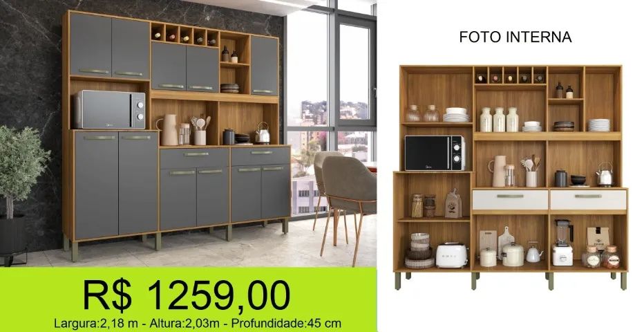 Cozinha enorme a pronta entrega sofisticada e sem precisar furar a parede