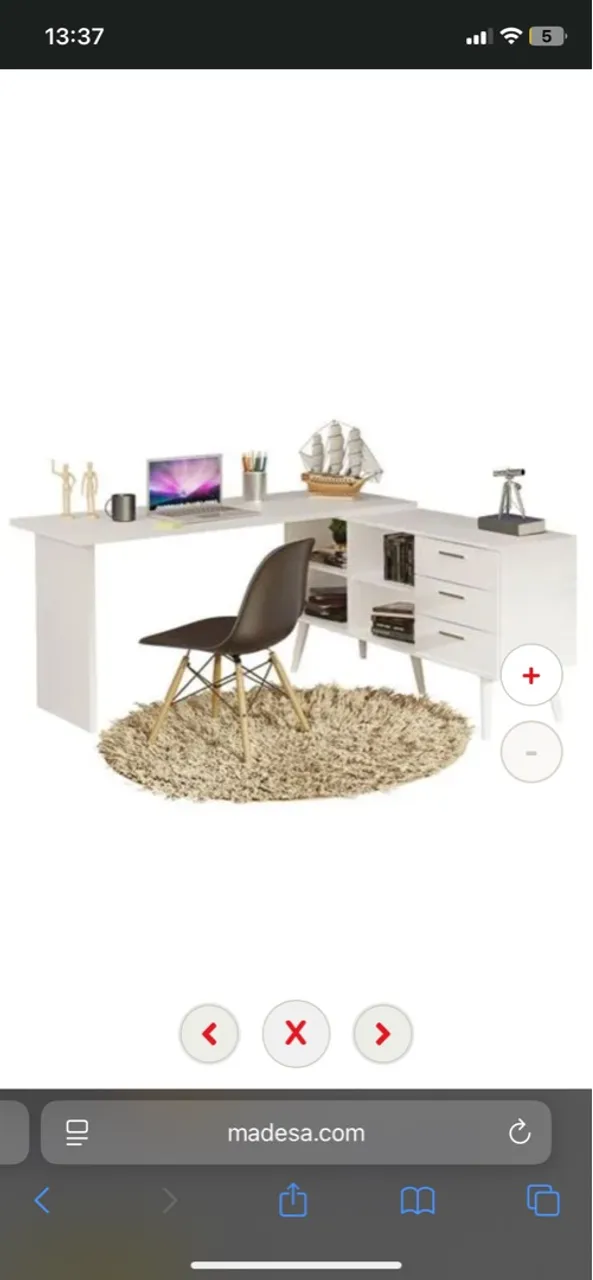 Escrivaninha de Canto Branca com Gavetas - Design Moderno