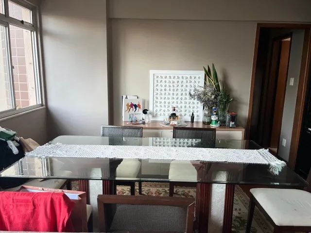 Mesa de jantar tampo de vidro pe de marmore64302123406209121