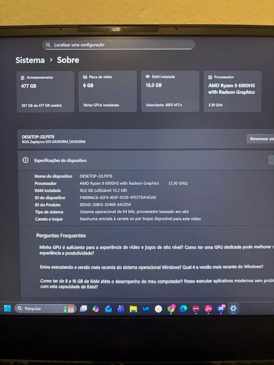 Asus Rog Zephyrus G15 RTX 3060 - Foto 4