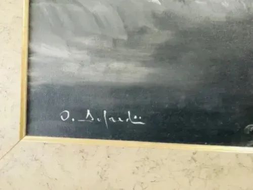quadro pintura a óleo com moldura quadro pintura a óleo emoldurado maria fumaça paisagem  - Foto 5