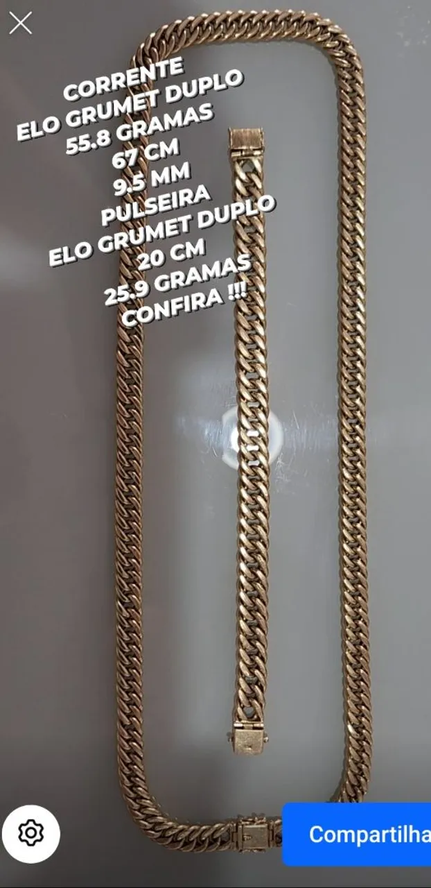 Corrente e Pulseira Elo Grumet Duplo