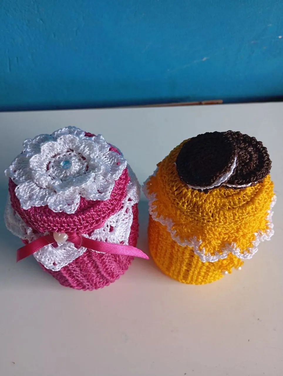 2 Vidros com capa de crochê  - Foto 2