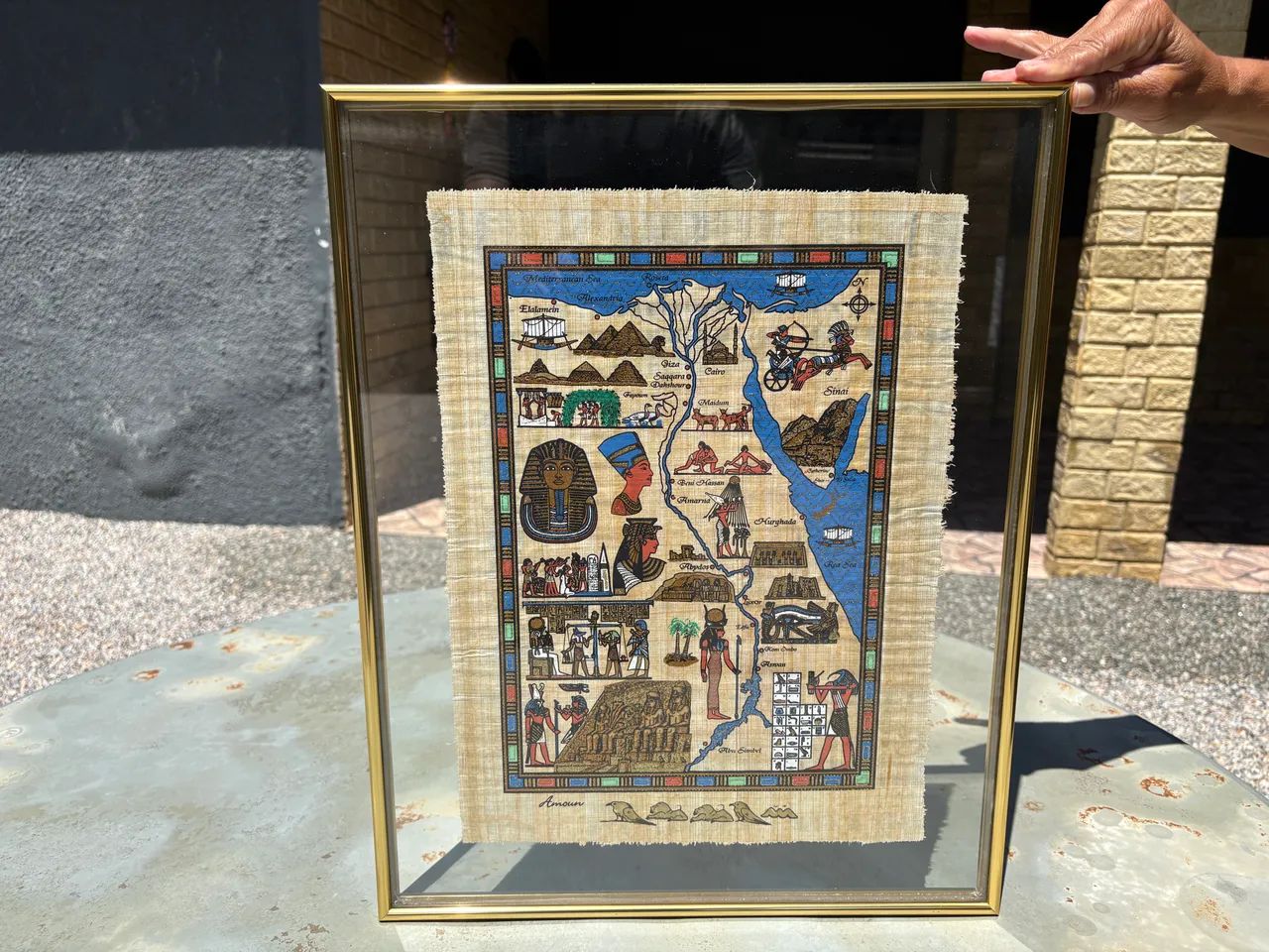 Papiro original do Cairo no Egito já moldura e com certificado - Foto 2