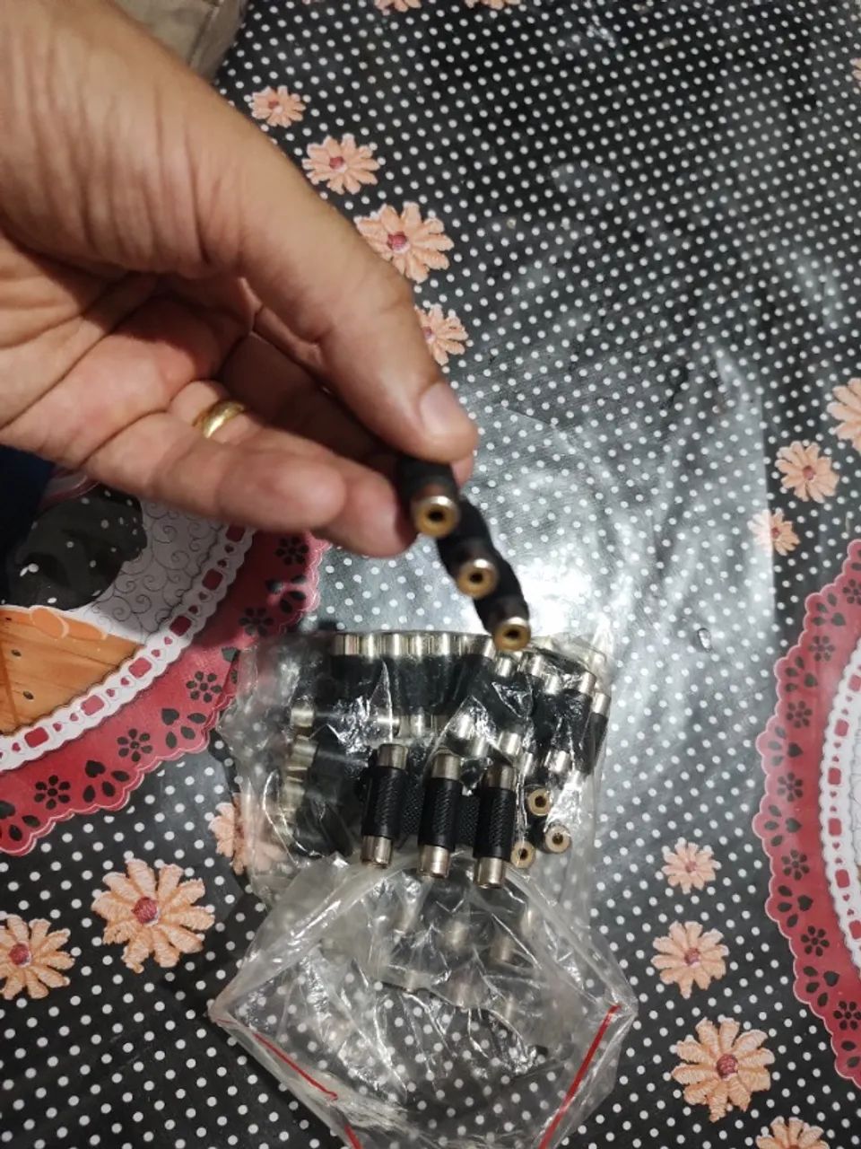 emenda tripla rca Conector Adaptador Av Cabo Áudio E Vídeo - Foto 3