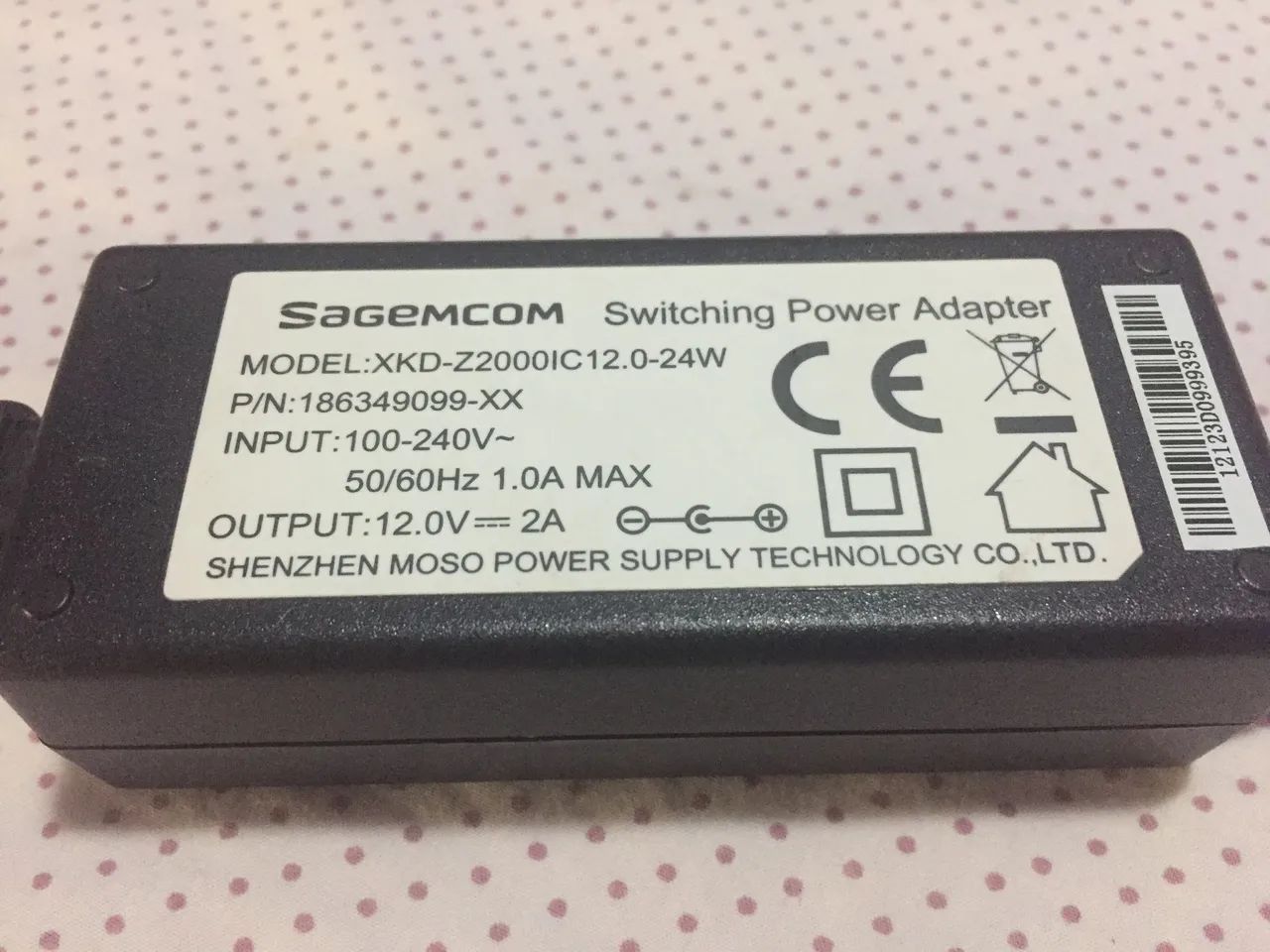 Adaptador de energia Sagemcom 12V 2A