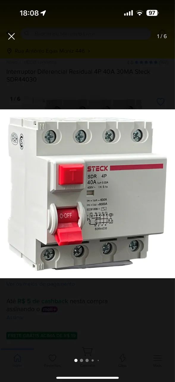 Interruptor Diferencial Residual 4P40A SDR 30Ma Steck SDR44030 - Foto 3