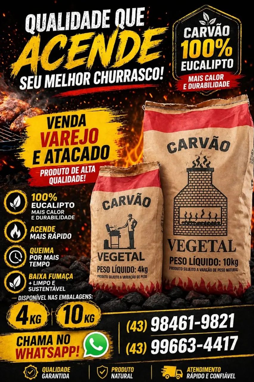 ? PROMOÇÃO IMPERDÍVEL: O MELHOR CARVÃO PARA SEU CHURRASCO! ?