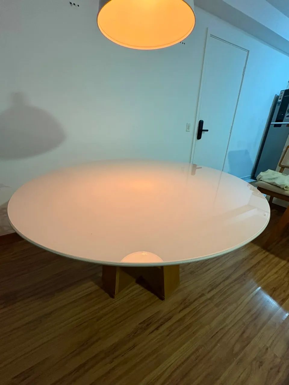 Mesa de jantar 6 lugares tampo de vidro off white nova  - Foto 4