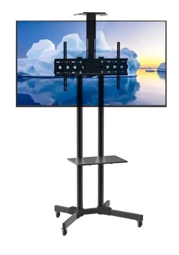 Suporte De Tv de 32 a 70 polegadas NA CAIXA  Pedestal Móvel com Bandeja De Apoio Cor Preto