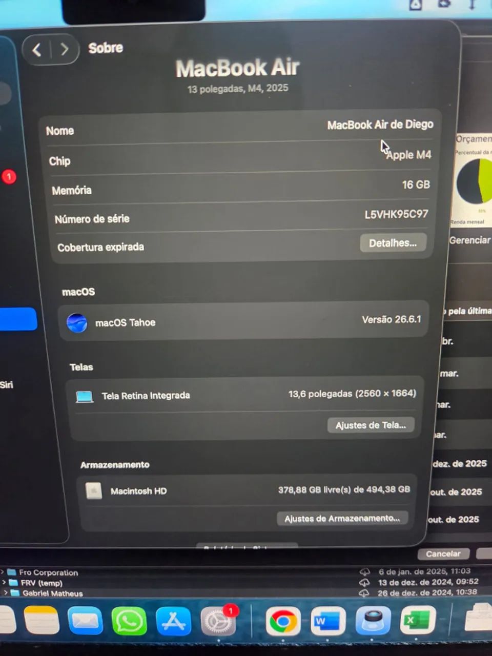 Macbook air m4 512gb 10gpu - 7 (sete!) ciclos bateria - estado de zero - Foto 4