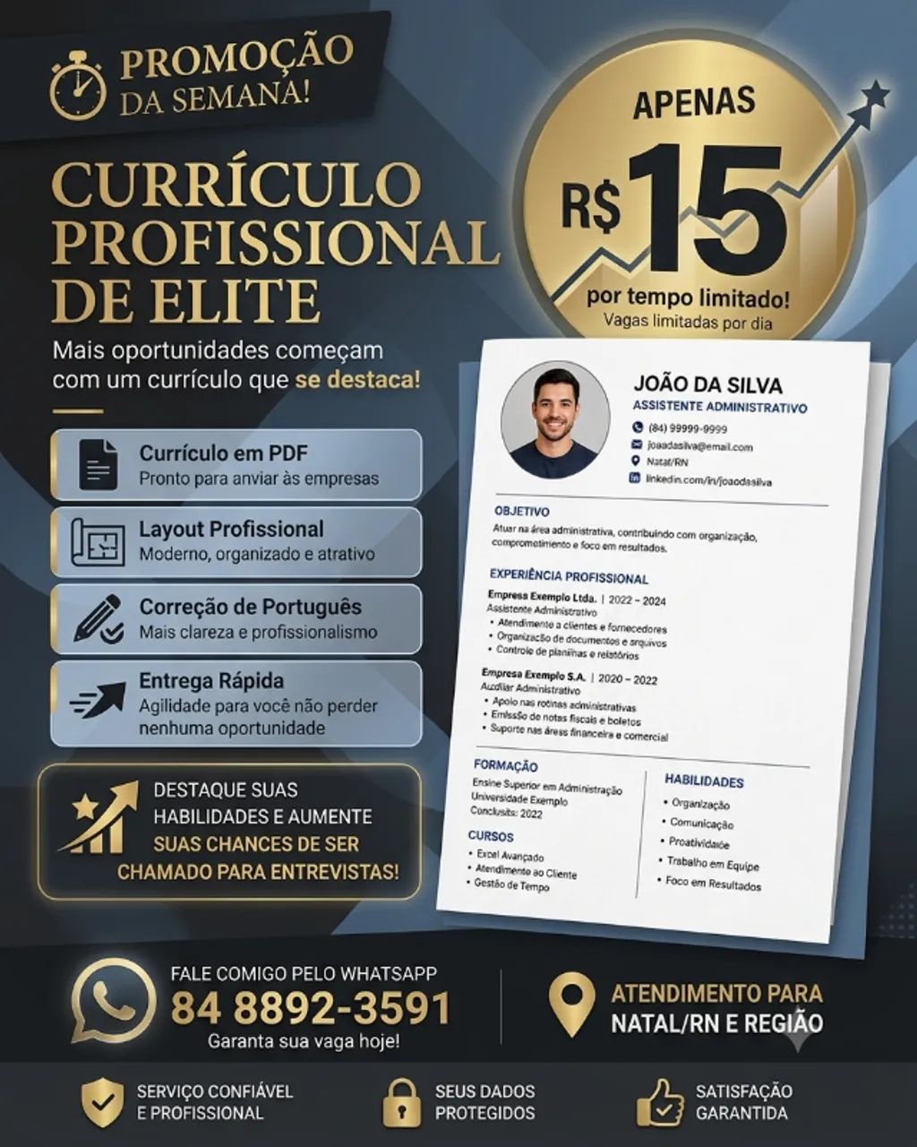 Currículo Profissional PROMOÇÃO DA SEMANA 